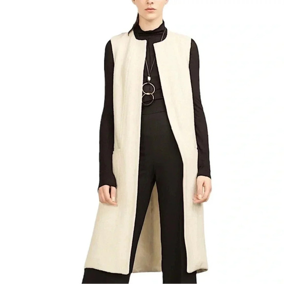 Zara beige faux leather long open coat - Picture 1 of 10